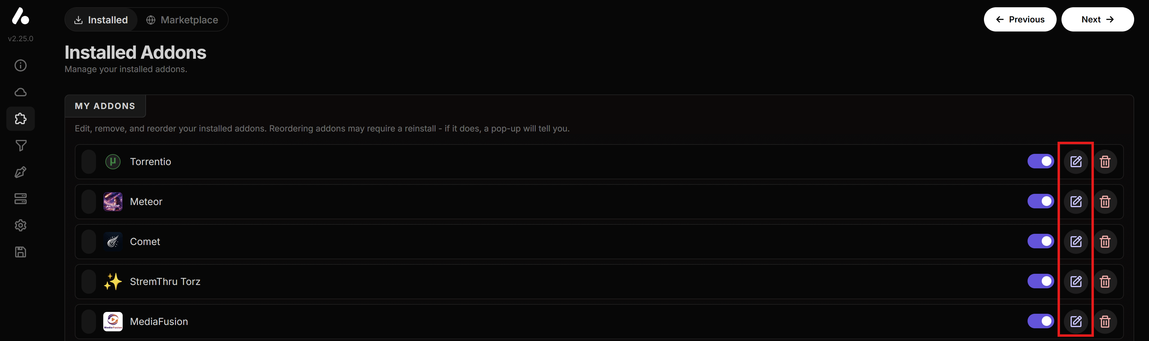 Addon Configuration