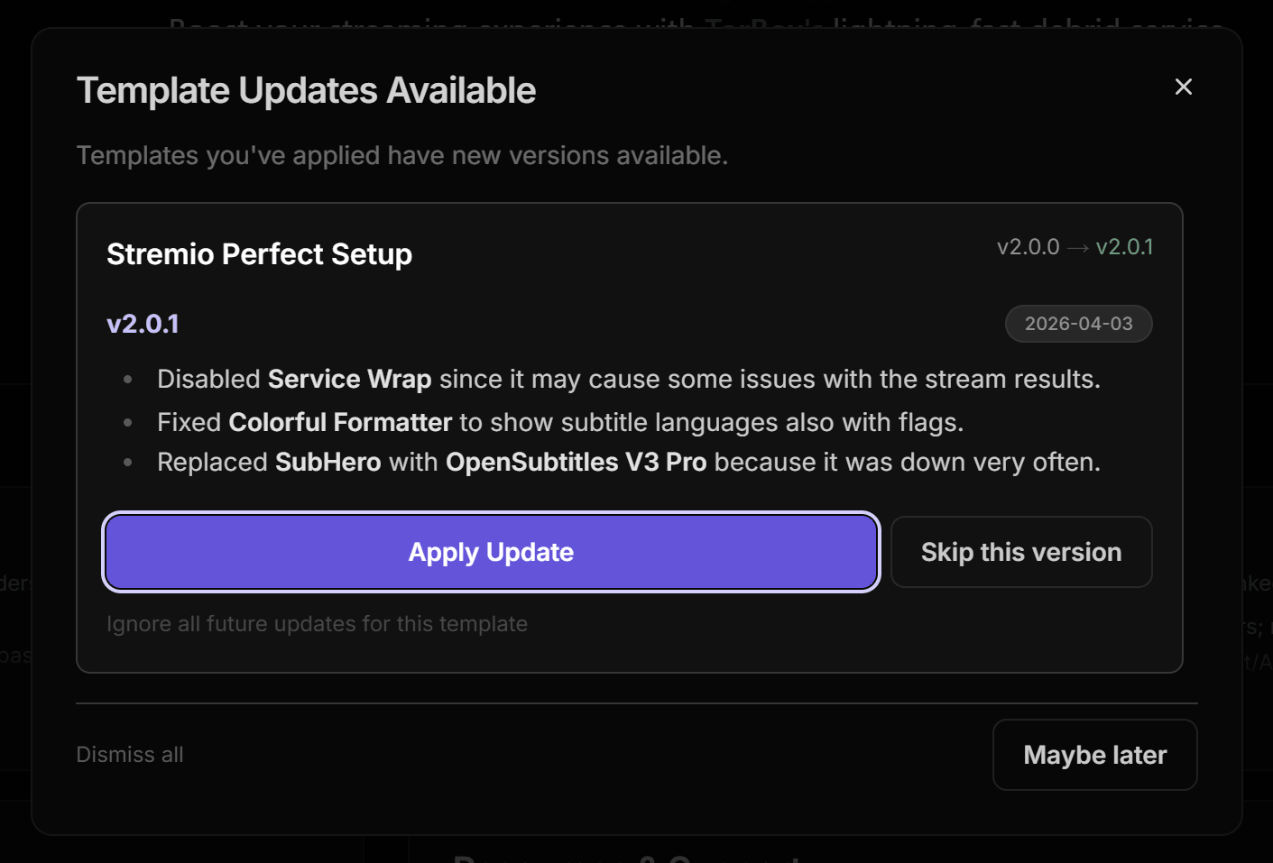 Update Notification
